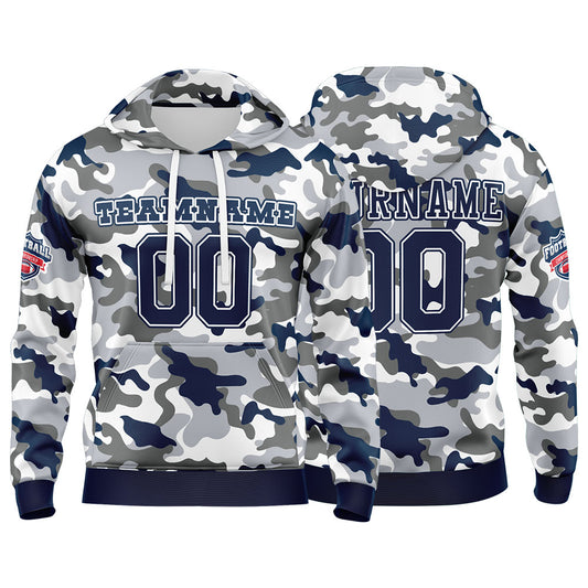 Benutzerdefinierter Sweatshirt-Hoodie für Mann, Frau, Mädchen, Junge. Drucken Sie Ihr Logo, Ihren Namen und Ihre Nummer Marinegrau