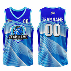 Benutzerdefinierter Blau Basketball Jersey Uniform Anzug gedruckt Ihr Logo Name Nummer