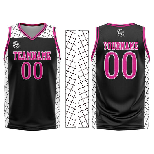 Benutzerdefinierter Schwarz Rosa Basketball Jersey Uniform Anzug gedruckt Ihr Logo Name Nummer