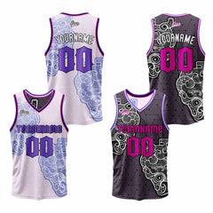 Benutzerdefinierte Lila Reversible Basketball Jersey Personalisierte Print Name Nummer Logo
