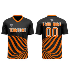 Benutzerdefinierte Schwarz Orange Trikots für Männer Frauen Personalisierte Fußball Uniformen für Erwachsene und Kind