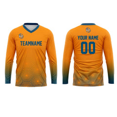 Kundenspezifisches Blau Orange Basketball Fußball Schießen langes T-Shirt für Erwachsene und Kinder