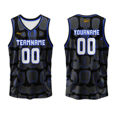 Benutzerdefinierter Schwarz Azurblau Basketball Jersey Uniform Anzug gedruckt Ihr Logo Name Nummer