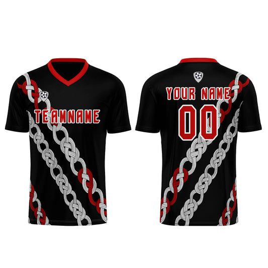 Benutzerdefinierte Schwarz Rot Trikots für Männer Frauen Personalisierte Fußball Uniformen für Erwachsene und Kind