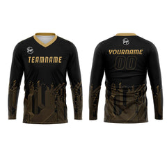 Kundenspezifisches Schwarz Gold Basketball Fußball Schießen langes T-Shirt für Erwachsene und Kinder