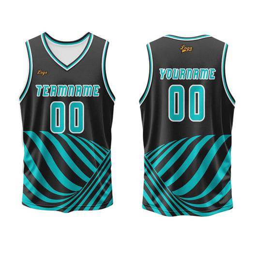 Benutzerdefinierter Wasser Blau Basketball Jersey Uniform Anzug gedruckt Ihr Logo Name Nummer