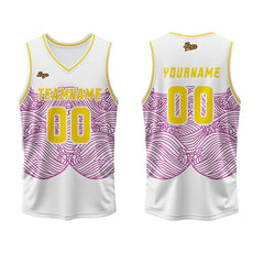 Benutzerdefinierter Lila Gelb Basketball Jersey Uniform Anzug gedruckt Ihr Logo Name Nummer