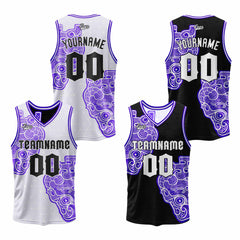 Benutzerdefinierte Weiß Schwarz Reversible Basketball Jersey Personalisierte Print Name Nummer Logo
