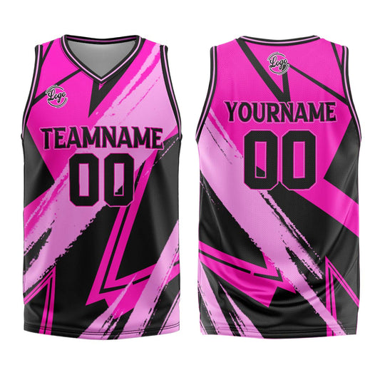 Benutzerdefinierter Rosa Schwarz Basketball Jersey Uniform Anzug gedruckt Ihr Logo Name Nummer