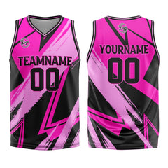 Benutzerdefinierter Rosa Schwarz Basketball Jersey Uniform Anzug gedruckt Ihr Logo Name Nummer