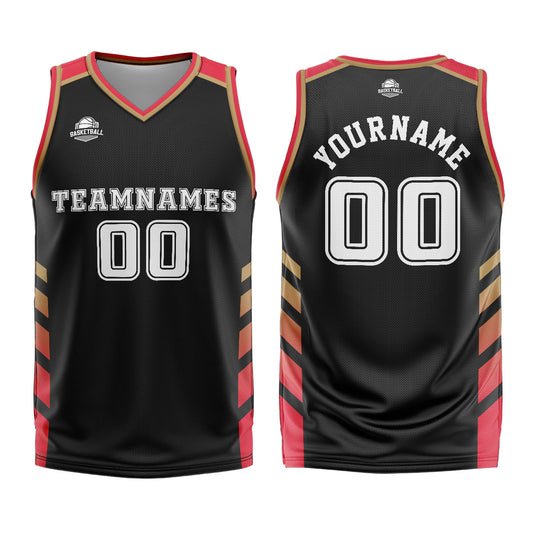 Benutzerdefinierter Schwarz Rot Basketball Jersey Uniform Anzug gedruckt Ihr Logo Name Nummer