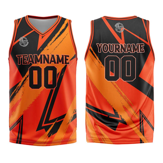 Benutzerdefinierter Orange Schwarz Basketball Jersey Uniform Anzug gedruckt Ihr Logo Name Nummer