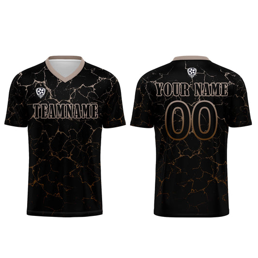 Benutzerdefinierte Schwarz Hellbraun Trikots für Männer Frauen Personalisierte Fußball Uniformen für Erwachsene und Kind