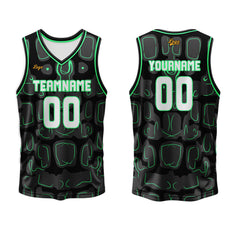 Benutzerdefinierter Schwarz Grün Basketball Jersey Uniform Anzug gedruckt Ihr Logo Name Nummer