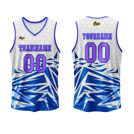 Benutzerdefinierter Blau Violett Basketball Jersey Uniform Anzug gedruckt Ihr Logo Name Nummer