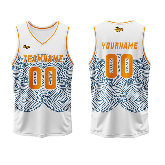 Benutzerdefinierter Blau Orange Basketball Jersey Uniform Anzug gedruckt Ihr Logo Name Nummer