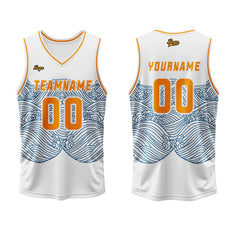 Benutzerdefinierter Blau Orange Basketball Jersey Uniform Anzug gedruckt Ihr Logo Name Nummer
