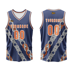 Benutzerdefinierter Blau Orange Basketball Jersey Uniform Anzug gedruckt Ihr Logo Name Nummer