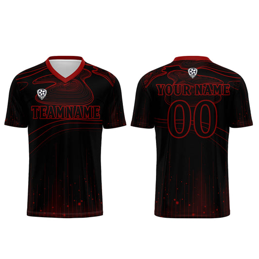 Benutzerdefinierte Schwarz Rot Trikots für Männer Frauen Personalisierte Fußball Uniformen für Erwachsene und Kind