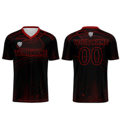 Benutzerdefinierte Schwarz Rot Trikots für Männer Frauen Personalisierte Fußball Uniformen für Erwachsene und Kind