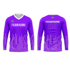 Kundenspezifisches Helllila Weiß Basketball Fußball Schießen langes T-Shirt für Erwachsene und Kinder