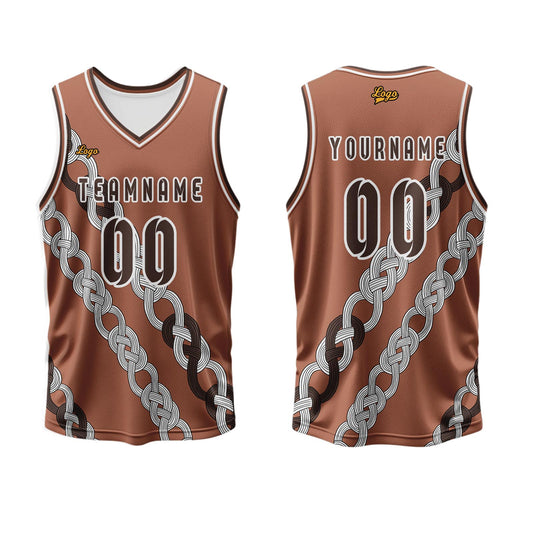 Benutzerdefinierter Braun Basketball Jersey Uniform Anzug gedruckt Ihr Logo Name Nummer