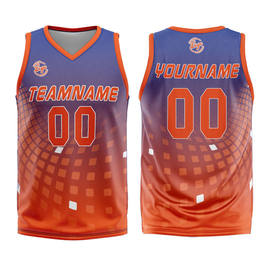 Benutzerdefinierter Blau Orange Basketball Jersey Uniform Anzug gedruckt Ihr Logo Name Nummer