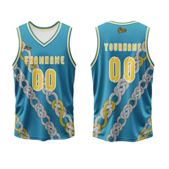 Benutzerdefinierter Gelb Blau Basketball Jersey Uniform Anzug gedruckt Ihr Logo Name Nummer