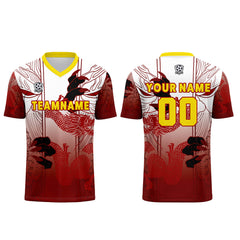 Benutzerdefinierte Rot Gelb Trikots für Männer Frauen Personalisierte Fußball Uniformen für Erwachsene und Kind