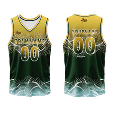 Benutzerdefinierter Gelb Grün Basketball Jersey Uniform Anzug gedruckt Ihr Logo Name Nummer