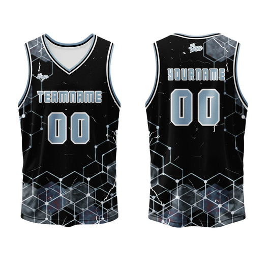 Benutzerdefinierter Grau Blau Basketball Jersey Uniform Anzug gedruckt Ihr Logo Name Nummer