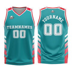 Benutzerdefinierter Cyan Rot Basketball Jersey Uniform Anzug gedruckt Ihr Logo Name Nummer