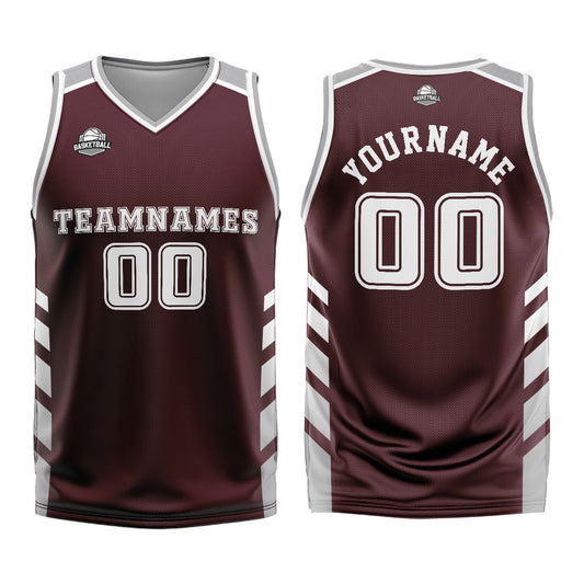 Benutzerdefinierter Braun Grau Basketball Jersey Uniform Anzug gedruckt Ihr Logo Name Nummer