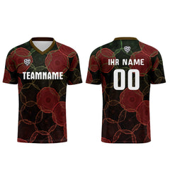 Benutzerdefinierte Schwarz Rot Gradient Trikots für Männer Frauen Personalisierte Fußball Uniformen für Erwachsene und Kind