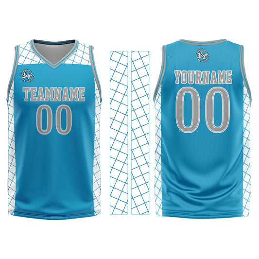 Benutzerdefinierter Blau Grau Basketball Jersey Uniform Anzug gedruckt Ihr Logo Name Nummer