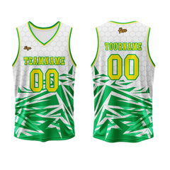 Benutzerdefinierter Grün Gelb Basketball Jersey Uniform Anzug gedruckt Ihr Logo Name Nummer