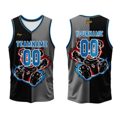 Benutzerdefinierter Schwarz Grau Basketball Jersey Uniform Anzug gedruckt Ihr Logo Name Nummer