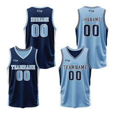 Benutzerdefinierte Marineblau Reversible Basketball Jersey Personalisierte Drucken Name Nummer Logo