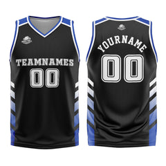 Benutzerdefinierter Schwarz Blau Basketball Jersey Uniform Anzug gedruckt Ihr Logo Name Nummer