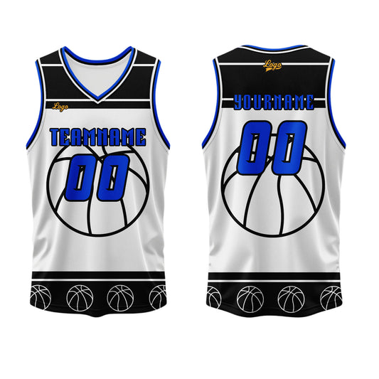 Benutzerdefinierter Schwarz Blau Basketball Jersey Uniform Anzug gedruckt Ihr Logo Name Nummer