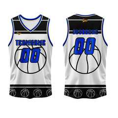Benutzerdefinierter Schwarz Blau Basketball Jersey Uniform Anzug gedruckt Ihr Logo Name Nummer