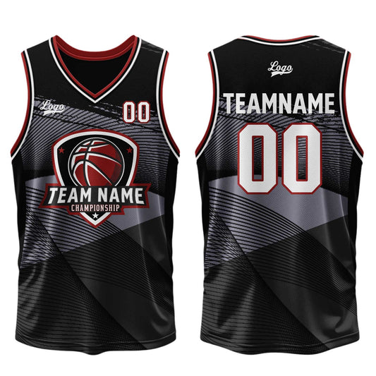 Benutzerdefinierter Schwarz Basketball Jersey Uniform Anzug gedruckt Ihr Logo Name Nummer