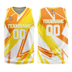 Benutzerdefinierter Orange Gelb Basketball Jersey Uniform Anzug gedruckt Ihr Logo Name Nummer