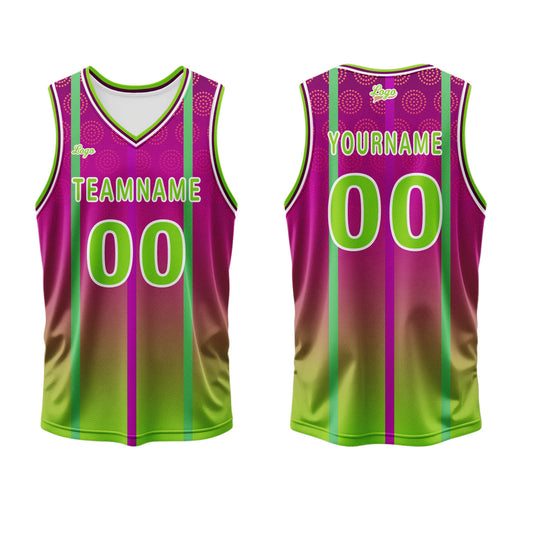 Benutzerdefinierter Lila Grün Basketball Jersey Uniform Anzug gedruckt Ihr Logo Name Nummer