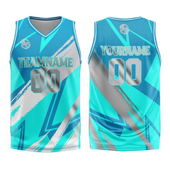Benutzerdefinierter Cyan Grau Basketball Jersey Uniform Anzug gedruckt Ihr Logo Name Nummer
