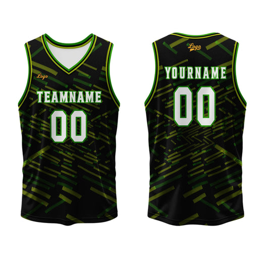 Benutzerdefinierter Schwarz Grün Basketball Jersey Uniform Anzug gedruckt Ihr Logo Name Nummer