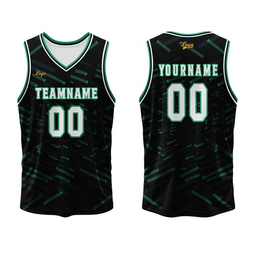 Benutzerdefinierter Schwarz Dunkelgrün Basketball Jersey Uniform Anzug gedruckt Ihr Logo Name Nummer