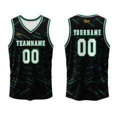 Benutzerdefinierter Schwarz Dunkelgrün Basketball Jersey Uniform Anzug gedruckt Ihr Logo Name Nummer
