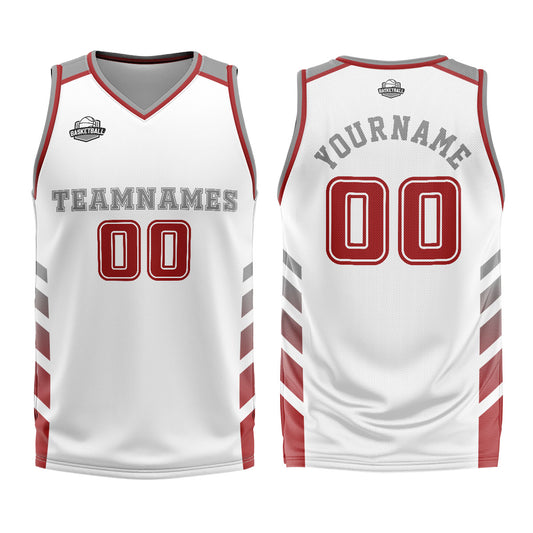 Benutzerdefinierter Weiß Rot Basketball Jersey Uniform Anzug gedruckt Ihr Logo Name Nummer