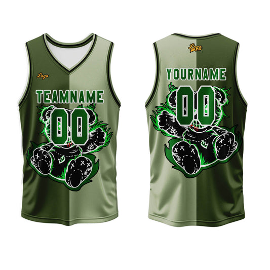 Benutzerdefinierter Olive Grün Basketball Jersey Uniform Anzug gedruckt Ihr Logo Name Nummer